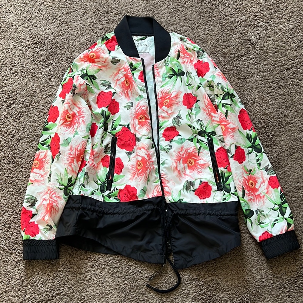 Guess floral wind breaker. XS.